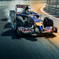 红牛车队RB20赛车在赛道上飞驰 - 展示其独特的涂装和空气动力学设计