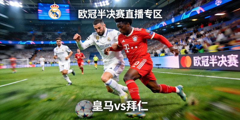 欧冠半决赛直播专区 - 皇马与拜仁球员在比赛中激烈拼抢的瞬间